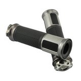 Universal 7-8 Inch Aluminium Rubber Handlebar Hand Grip Titanium